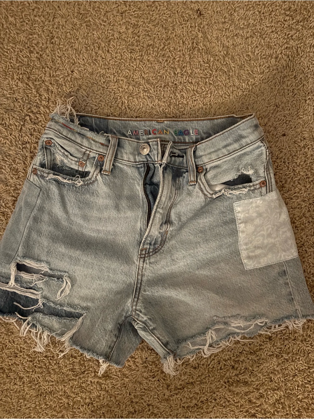 American Eagle Outfitters Light Wash Distressed Denim Shorts